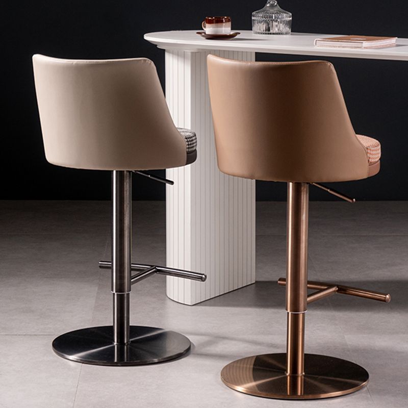 Contemporary Style Barstool Round Upholstered Bar Stool with Metal Base