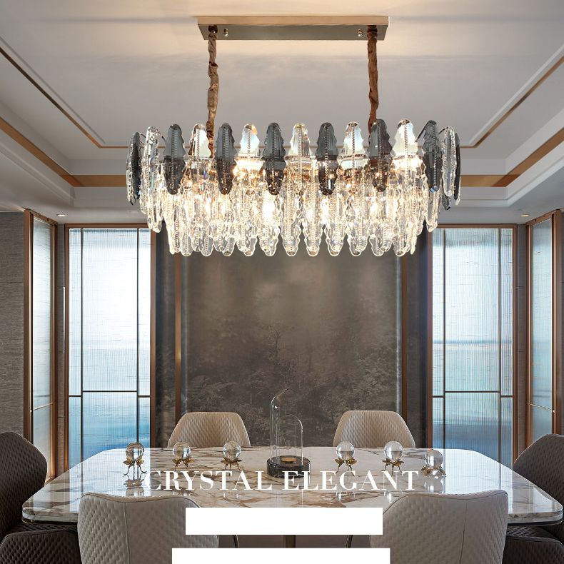 Luz de la isla de cristal sombreada lámpara de lámpara de lámpara de estilo moderno en transparente