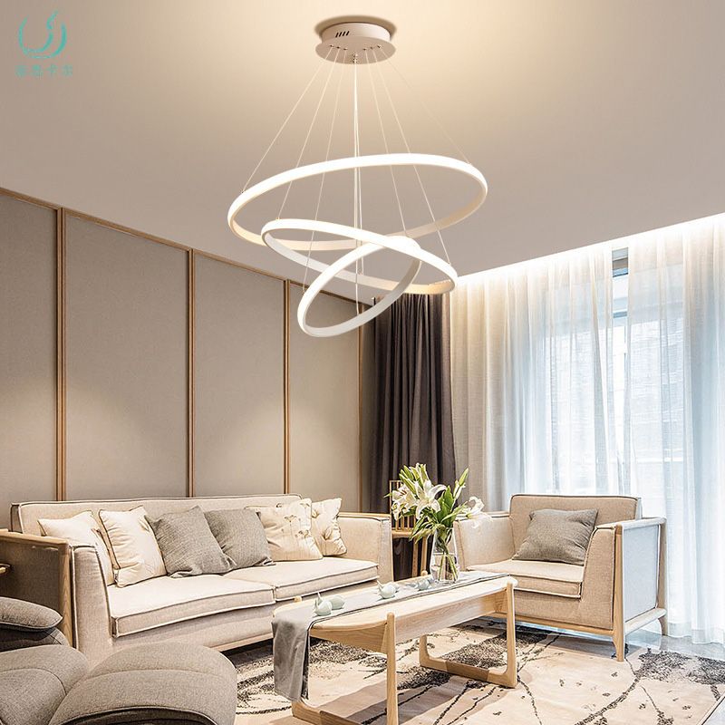 Contemporary Circle Pendant Light Fixture Aluminum Hanging Pendant Light for Living Room