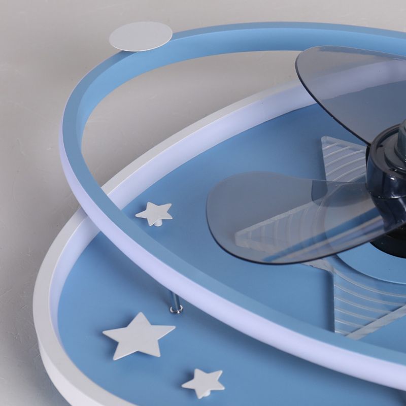 3-Blade Children LED Ceiling Fan Blue/pink Fan with Light for Foyer