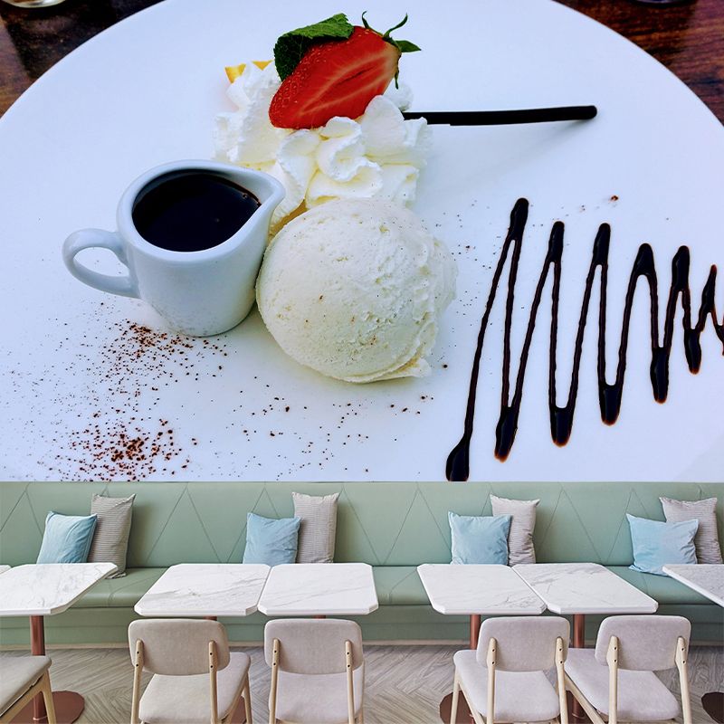 Contemporary Ice Cream Dessert Mural Wall Covering for Dessert Shop