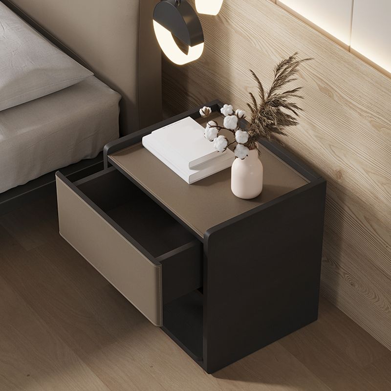 20" Tall 1 - Drawer Nightstand Modern Faux Leather Nightstand