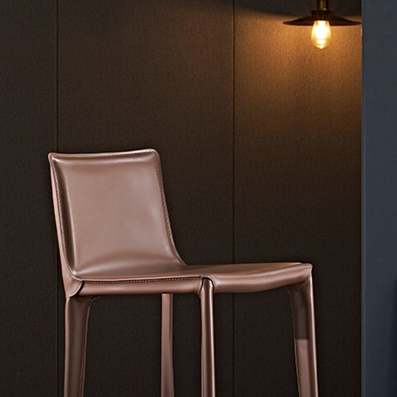 Industrial 39" Height Backrest Counter Stool with Leather Cushion