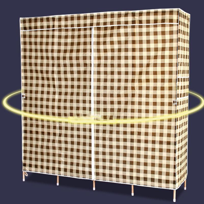 Modern Style Wardrobe with Cloth Rod Solid Wood Bedroom Wardrobe Closet