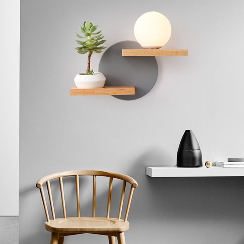 Ronde schaduw van 1 licht zonder planten Wand SCONCE Moderne eenvoudige stijl glazen wandverlichting