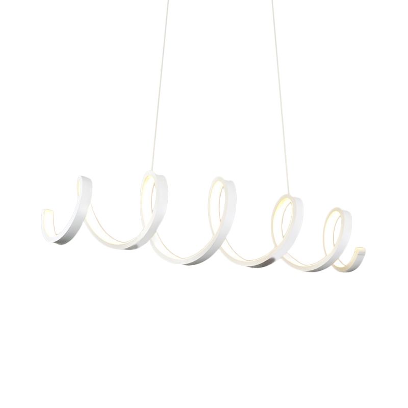 White Coiled Hanging Light Modernist Acrylic LED Chandelier Pendant in Warm/White/Natural Light for Dining Room