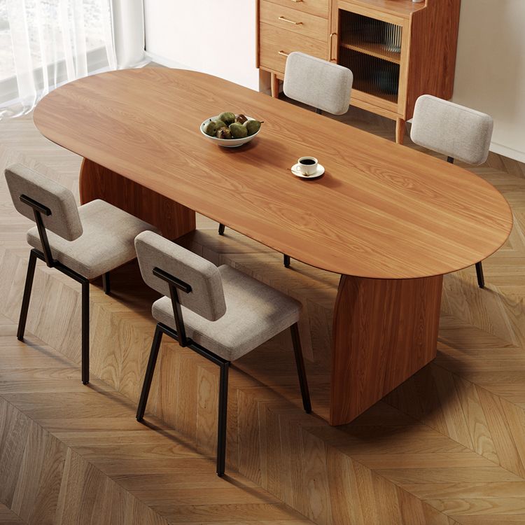Modern Ash Wood Dining Table Oval Wooden Table with Double Pedestal for Restaurant