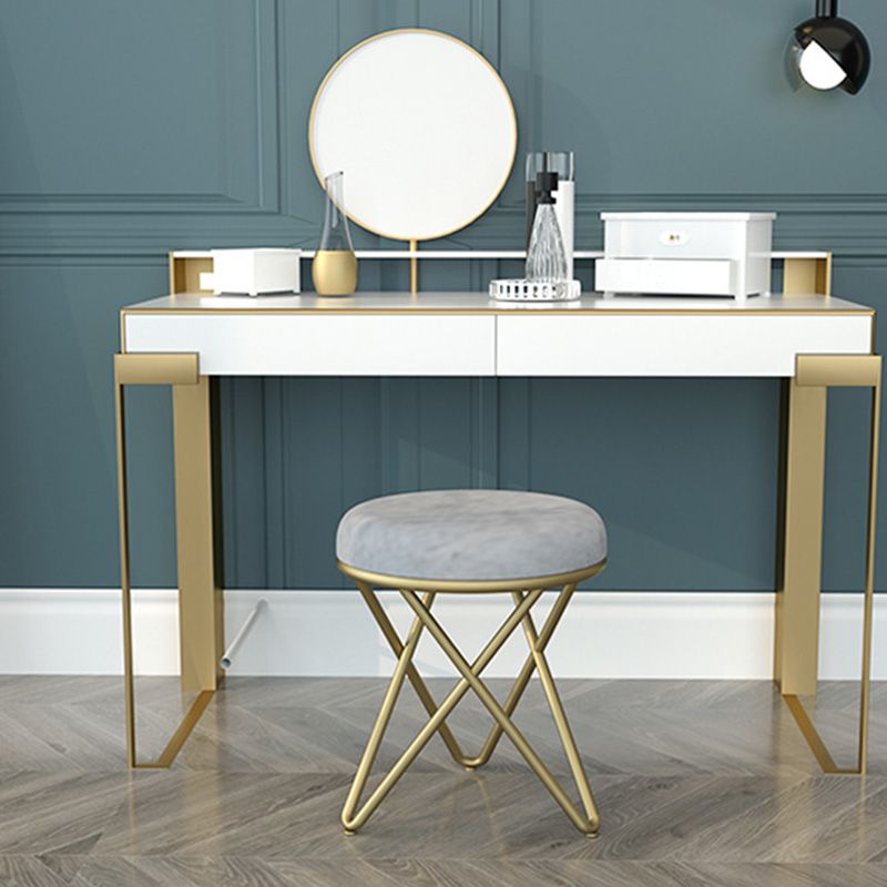 Round Ottoman Scratch Resistant Modern Pure Color Upholstered Ottoman