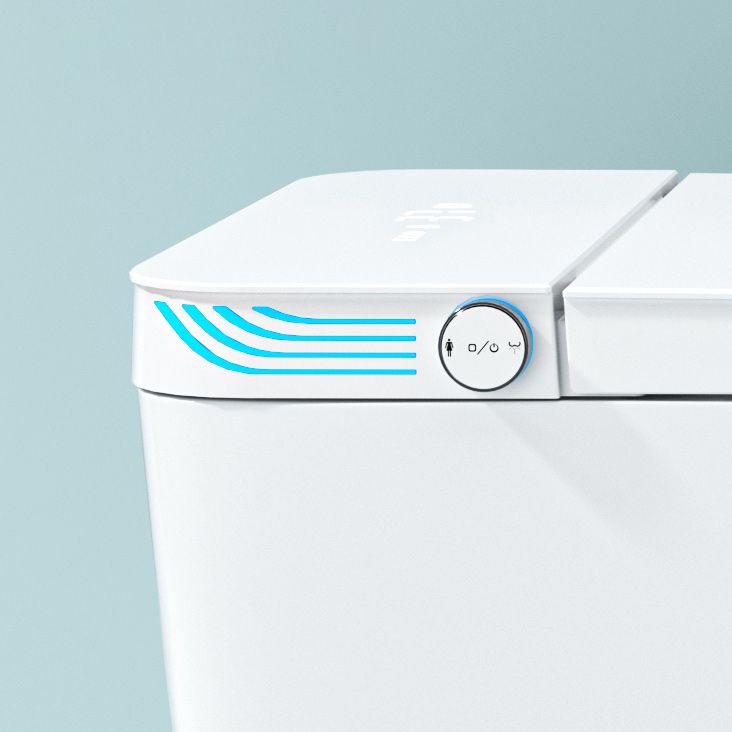 Smart Toilet Elongated White Ceramic Contemporary Foot Sensor