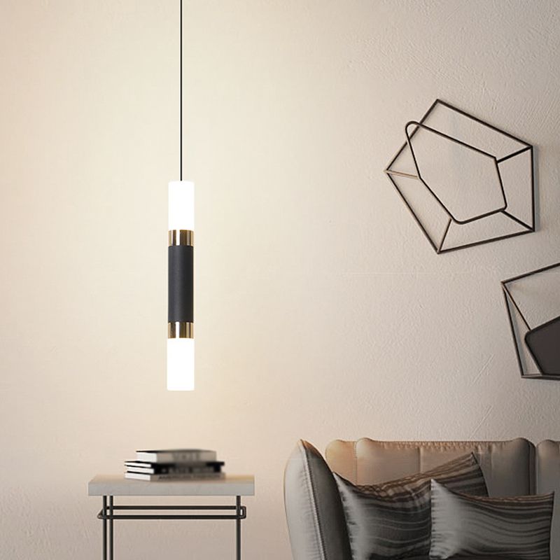 Schwarz-Finish-Rohr Anhängerlampe moderne 1-Kopf-Acryl-LED-Deckenleuchte für Schlafzimmer