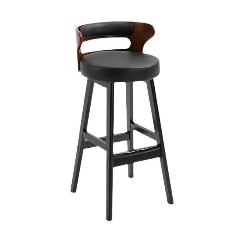 Skandinavische Holzpolsterstuhlhocker Low Back Bar Stools mit runden Sitz