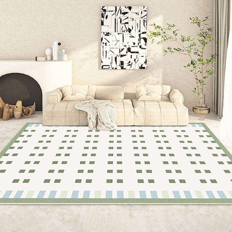 Green Casual Rug Polyester Color Piece Rug Stain Resistant Rug for Living Room