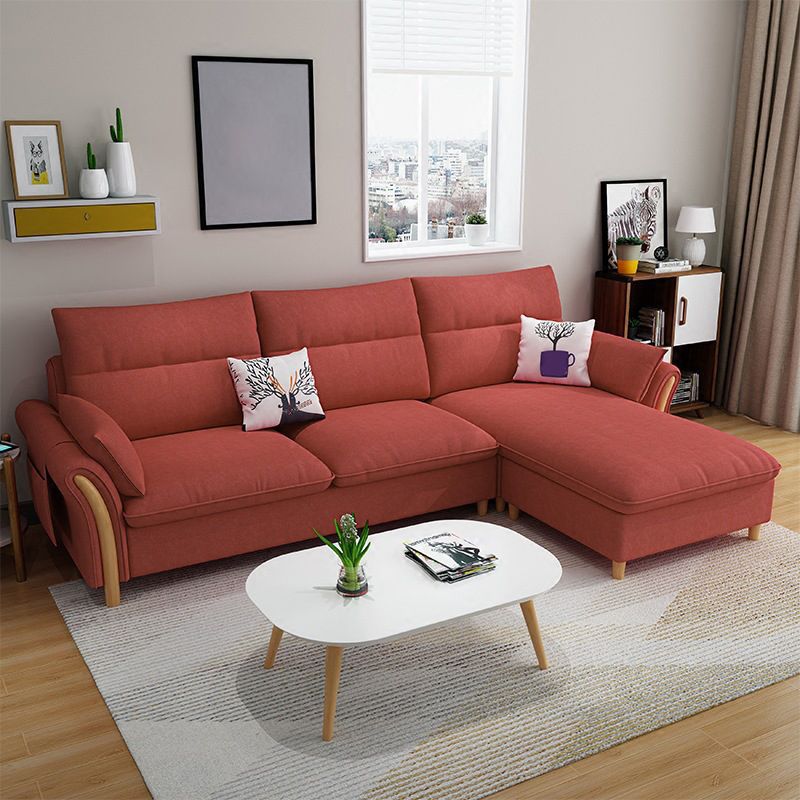 3-seater Fabric Sectional Sofa Slipcovered Sectional with Storage
