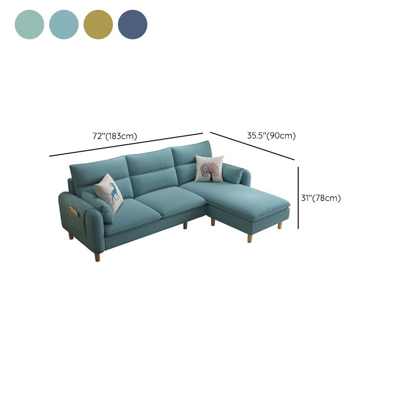 Scandinavian 30.7 " H Linen Square Arm Sofa & Chaise for Apartment