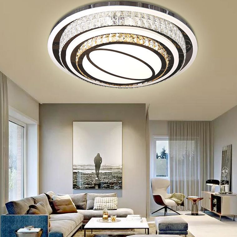 Geometric Crystal LED Ceiling Light in Modern Creative Style Stainless-Steel Ceiling Fixture for Living Room