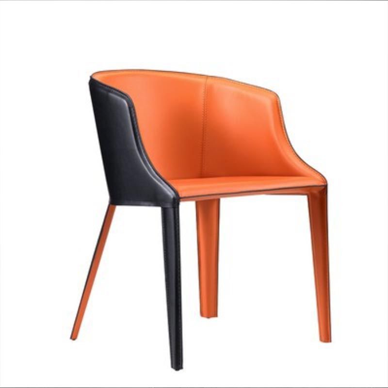 Metal Contemporary Indoor Chair with Leather Legs Matte Finish Side Chair for Dining Room