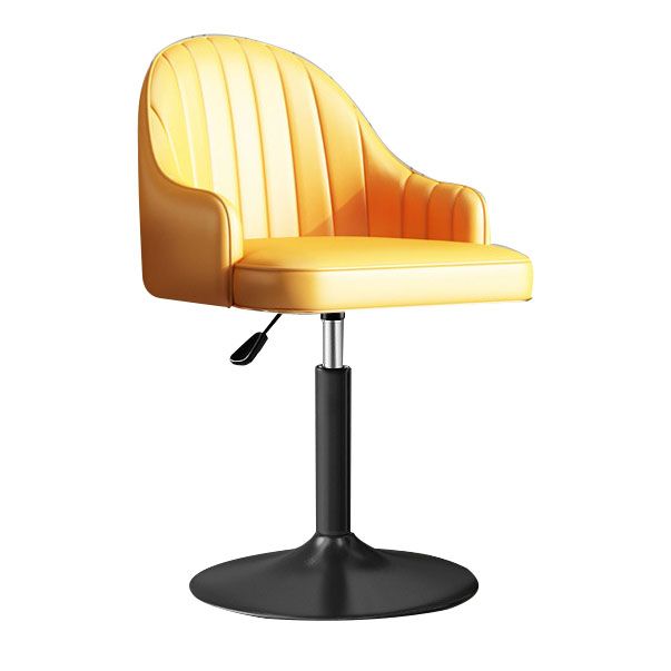 Scandinavian Metal Barstool Low Back Faux Leather Cushion Stool with Footrest