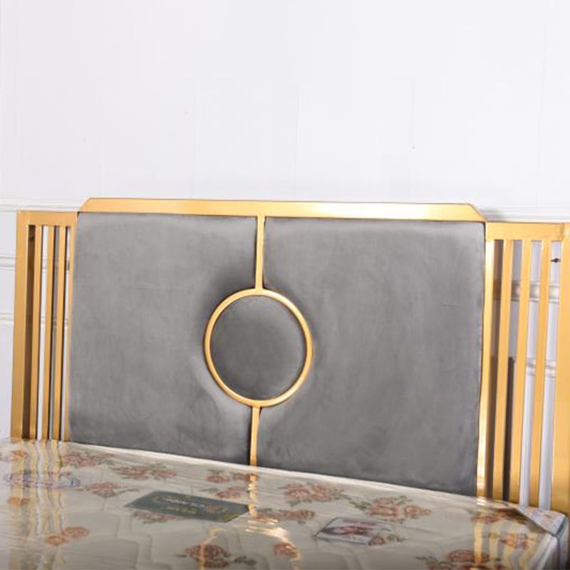 78.74" Wire-Grid Bed Frame, Glam Metal Bed with Headboard and Footboard