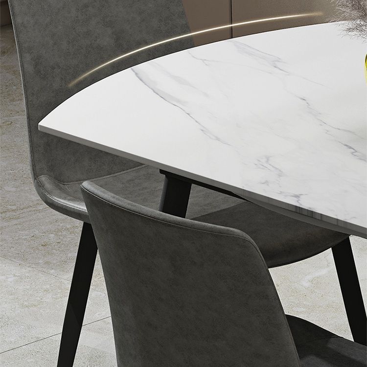 Contemporary Style Stone Dining Table Round Drop-Leaf Table with 4-foot