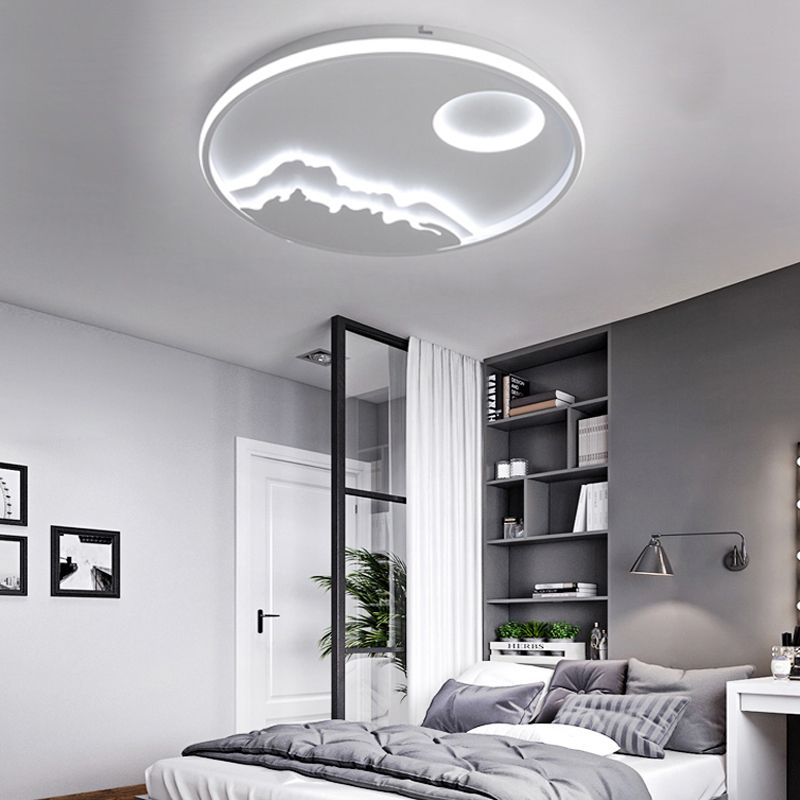 Lámpara de techo acrílica Sun Mountain View, luz LED contemporánea de montaje en techo en blanco para baño