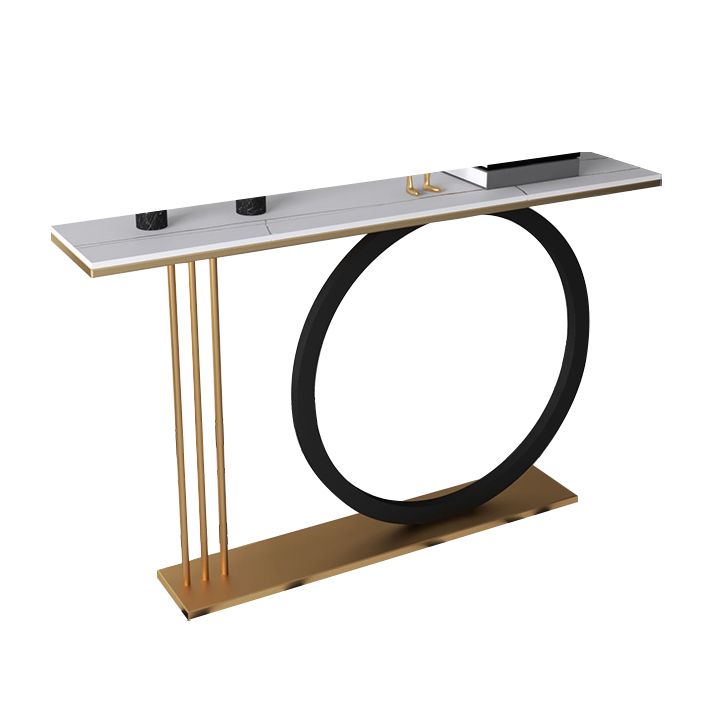 31.5-inch Tall Modern Console Table Stone Accent Table with Shelf