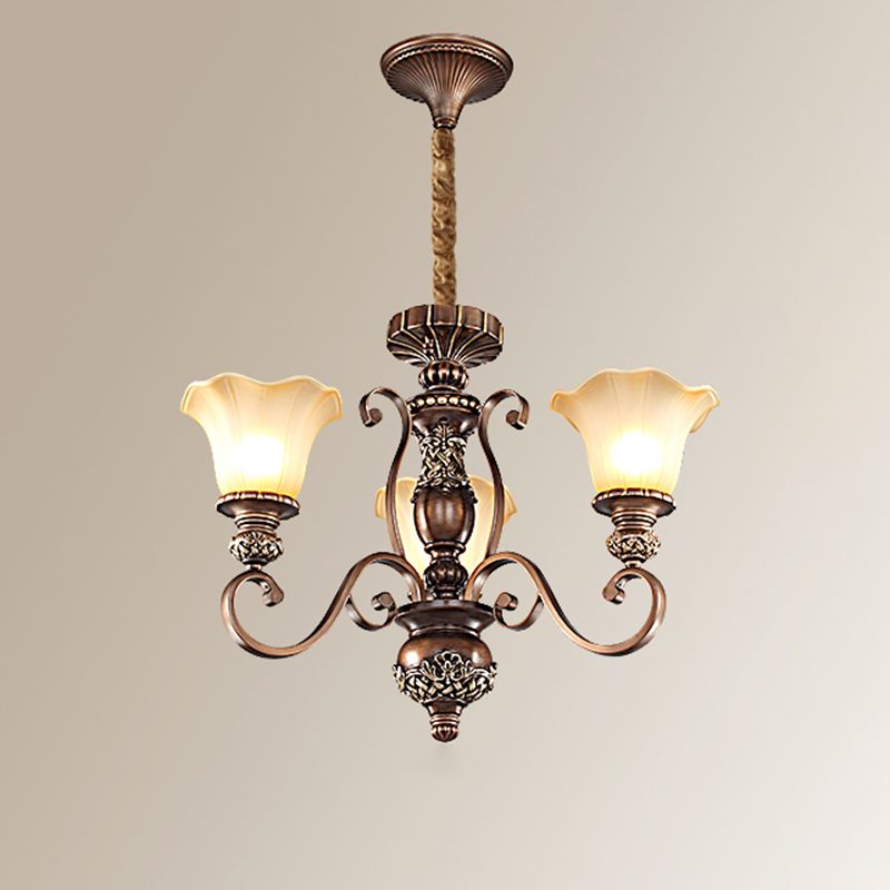 Bell Frosted Glass Chandelier Pendant Light Vintage Living Room Suspended Lighting Fixture
