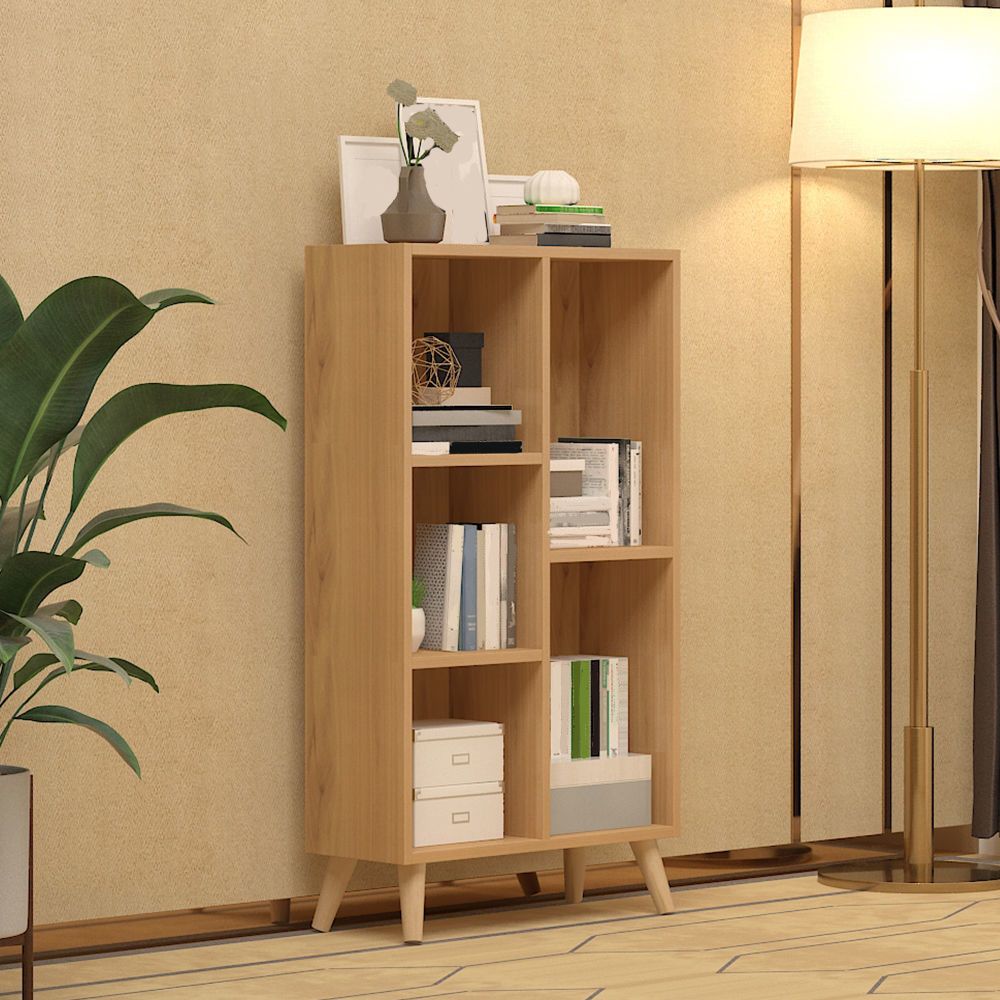 Contemporary Closed Back Book Shelf Engineered Wood Home Shelf Bookcase with Shelves