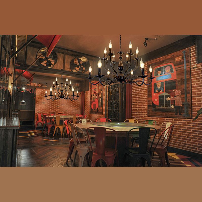 12 lights American Vintage Chandelier Metal Candlestick Lampe de lampe grand lampe de suspension avec une chaîne de suspension réglable de 13,7 "