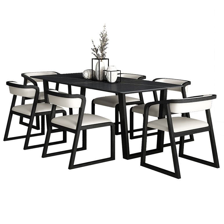Rectangle Shape Two-Color Dining Table Industrial Double Pedestal Table for Dining Room