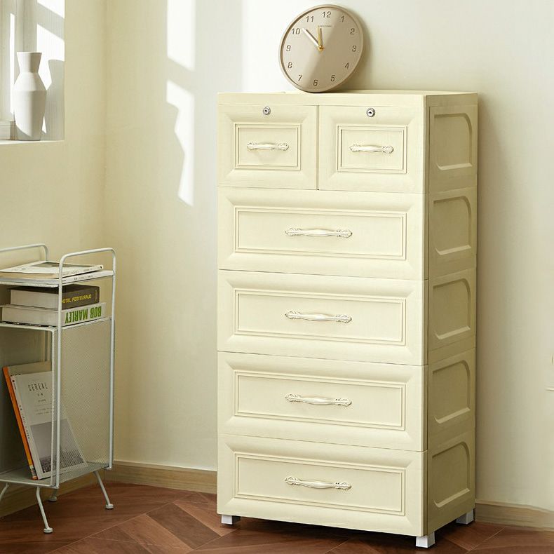 Contemporary Wardrobe Armoire with Drawer Plastic Non-Hanging Armoire