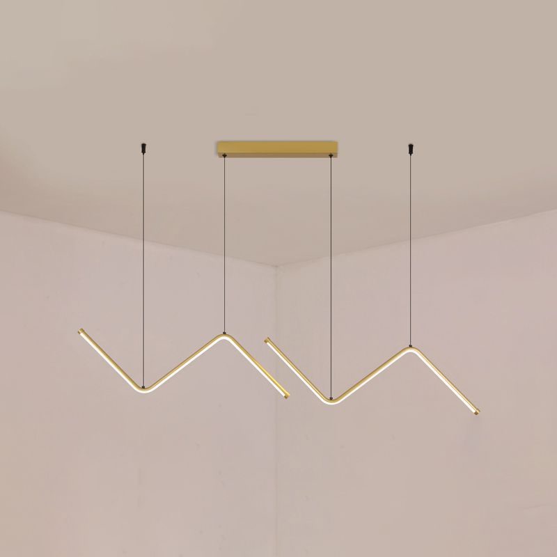 Modern Style Linear Pendant Light Fixtures Metal 2 Lights Led Hanging Lamp