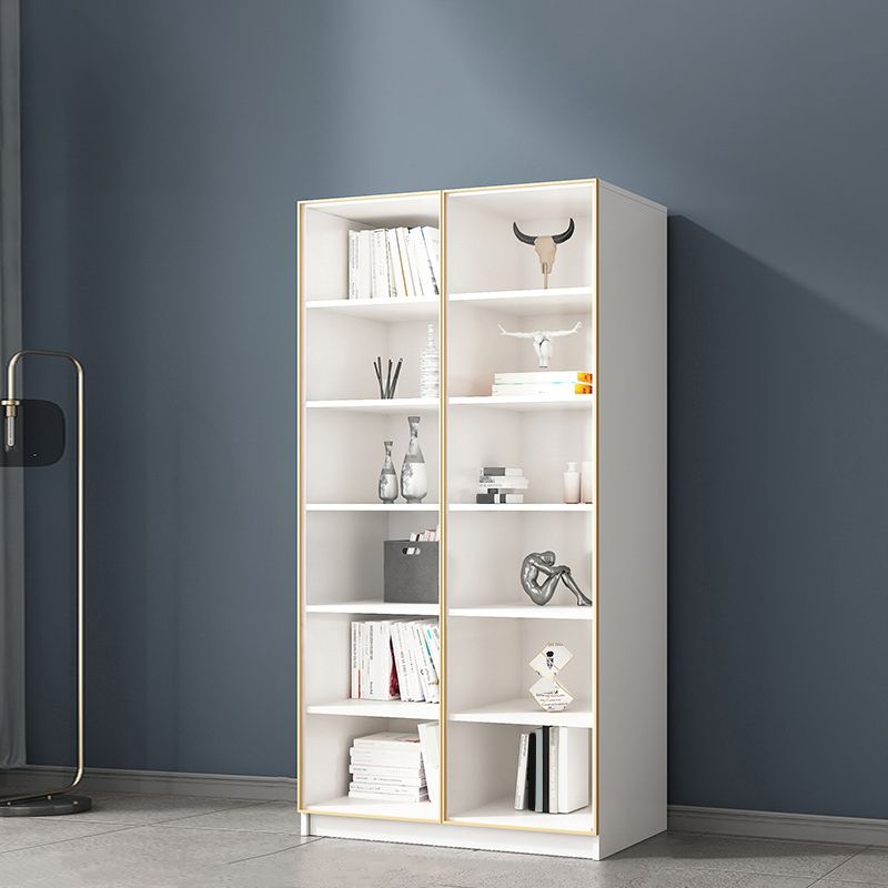 Modern Engineered Wood Bookshelf Standard Closed Back Vertical Bookcase with Doors