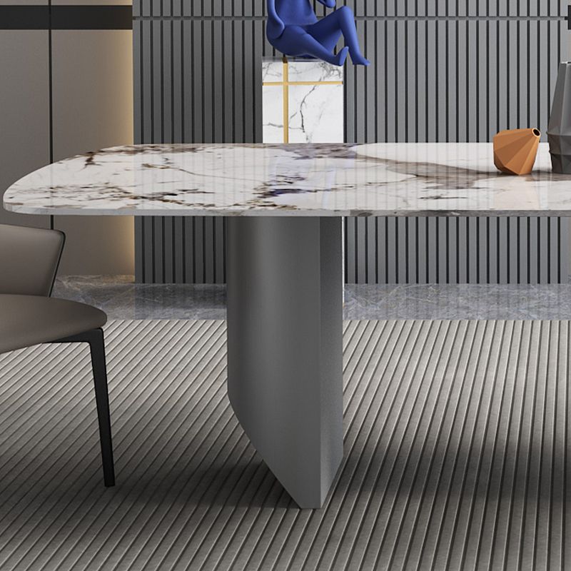 Contemporary 1/3/4/6/9 Pieces Dining Set Rectangle Stone Dining Table Set in White