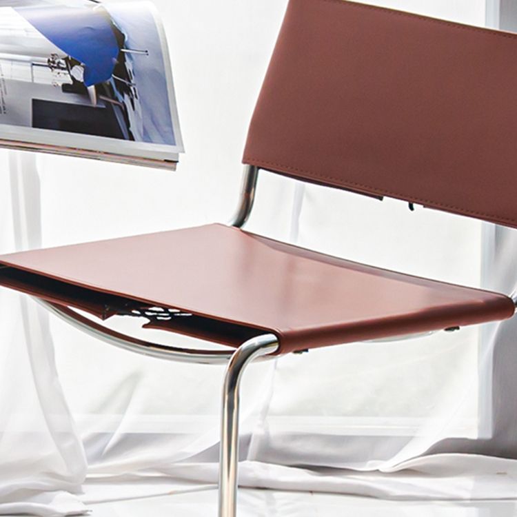 Contemporary Style Open Back Leather Armless Dining Side Chair for Home
