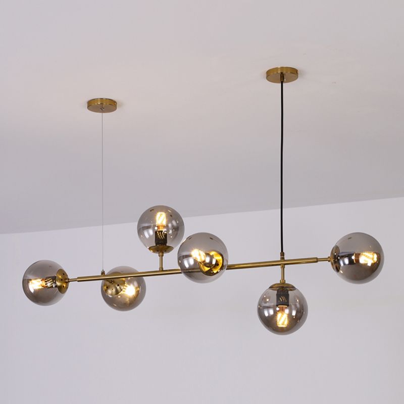 Nordic Style Hanging Lamp Strip Shape Island Light Fixture with Glass Shade for Bedroom