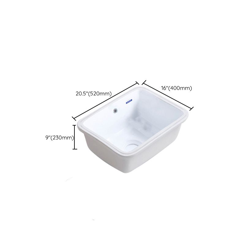 Modern Bathroom Sink Porcelain with Overflow and Drain Assembly Undermount Vanity Sink