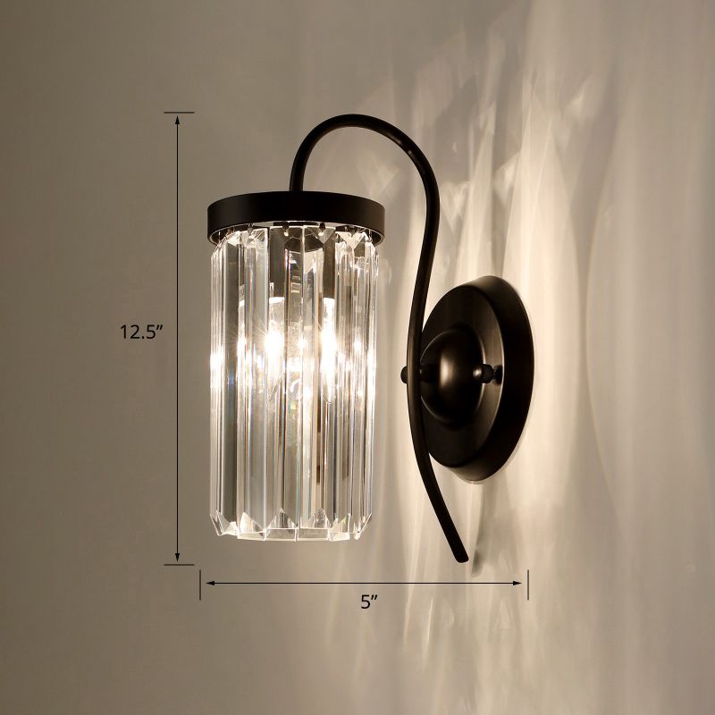 Zwaan nek wandlamp Moderne metalen wand sconce verlichte armatuur met cilindrische kristalschaduw