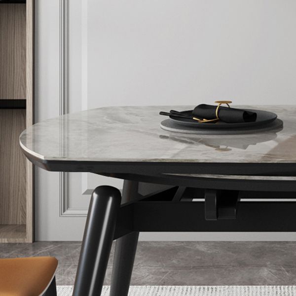 Gesinterde stenen bovenaan uitbreidbare ronde tafel in grijs voor restaurant moderne eettafel met 4 poten