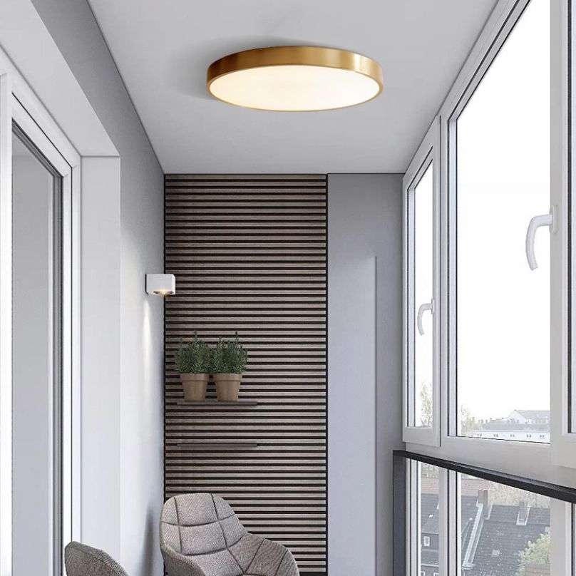 1-Light Round Shaped Flush Mount Light Modern Style Metal Led Flush Mount