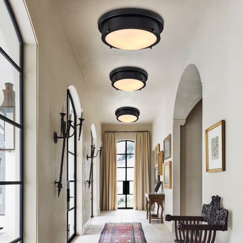 Retro Geometric Flush Mount Lamp Metallic LED Ceiling Light for Outdoor