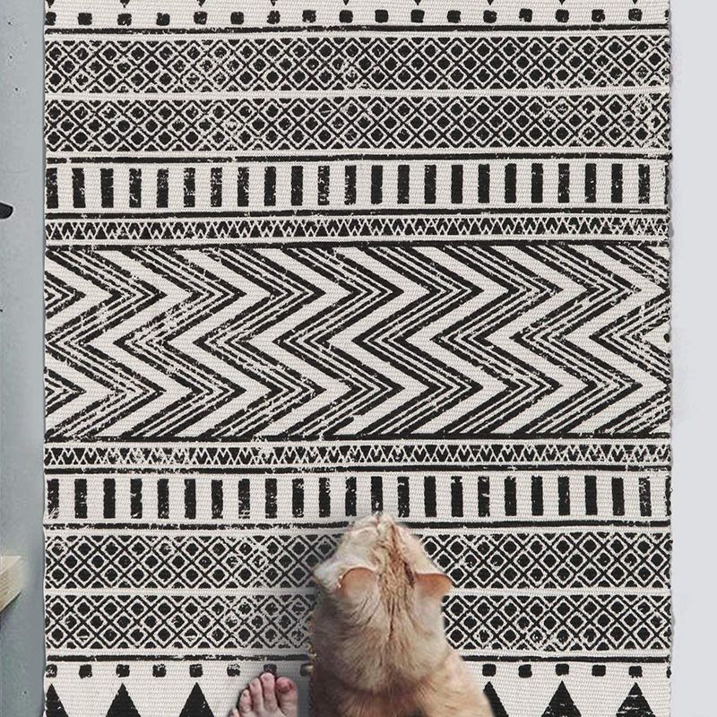 Élégant tapis de motif américain beige Cotton Bohemian Area Rapis Fringe pour chambre à coucher