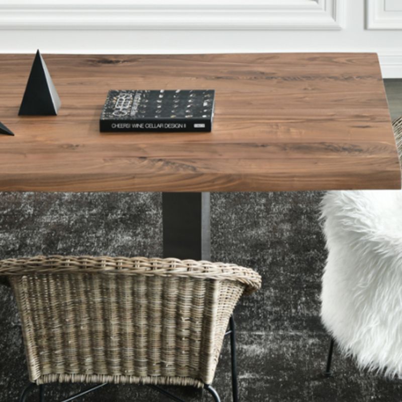 Rectangle Double Pedestal Luxury Dining Table Fixed Table with Solid Wood