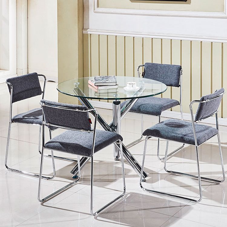 Ronde vorm transparant eettafel glazen tafel minimalistisch met 3 poten