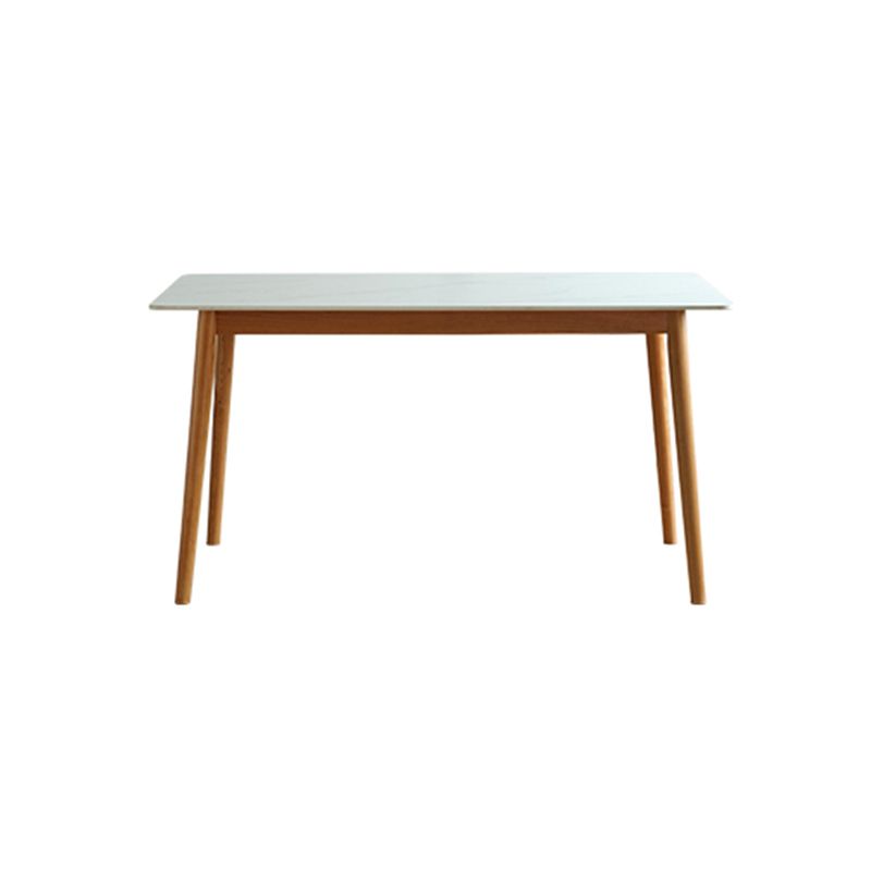 Contemporary Rectangular White and Black Stone Dining Table with Legs