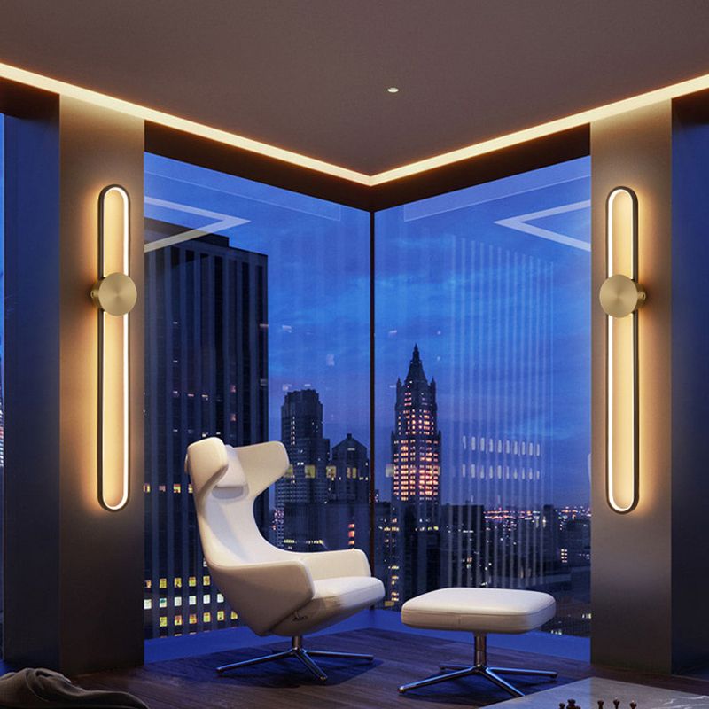 Metal Linear Shape Wall Light Modern Style 1-Light Wall Mount Light Fixture