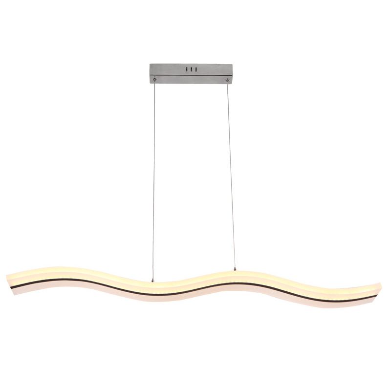 Wavy Shape Kitchen Island Fixture Acrylic Linear Pendant Ceiling in Black & White
