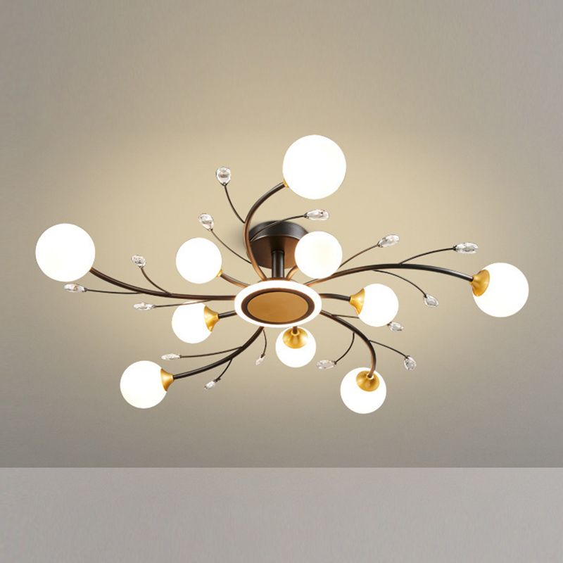 Plafonnier Simplicity en métal, éclairage semi-monté pour chambre à coucher, noir
