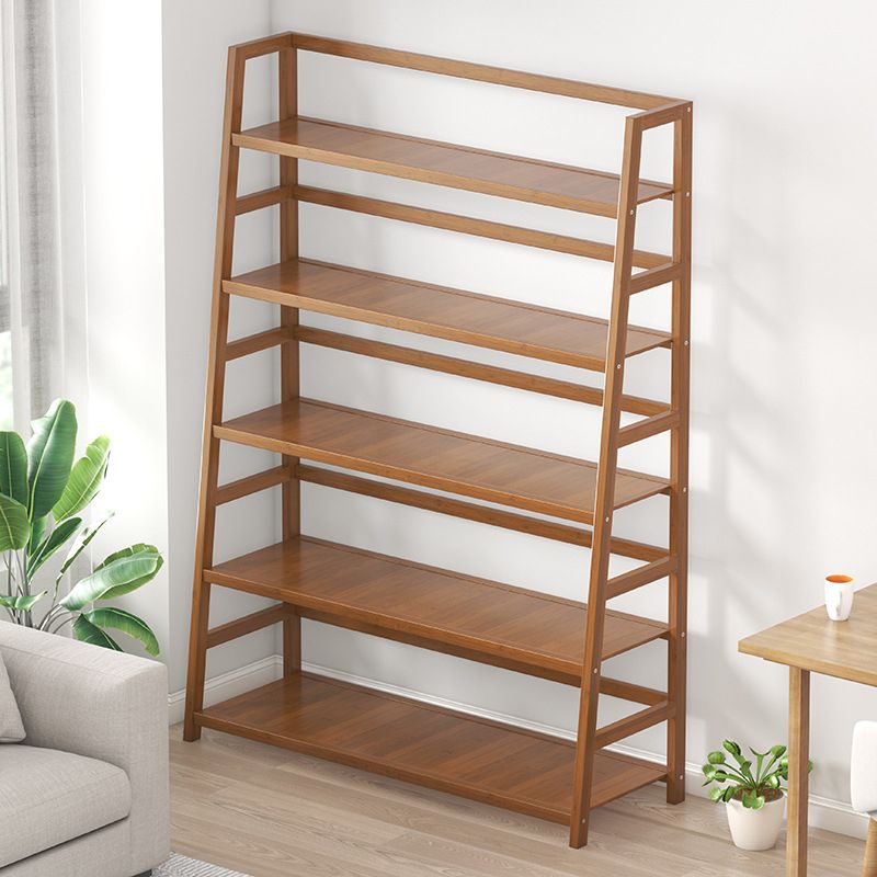 Modern Open Back Ladder Bookshelf Engineered Wood Bookcase with Shelves
