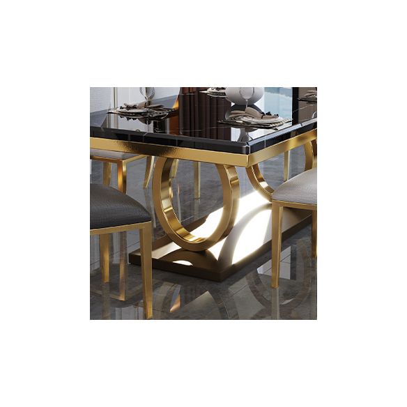 Rechteck traditioneller Luxus Esstisch Gold Trestle Basistisch für Esszimmer