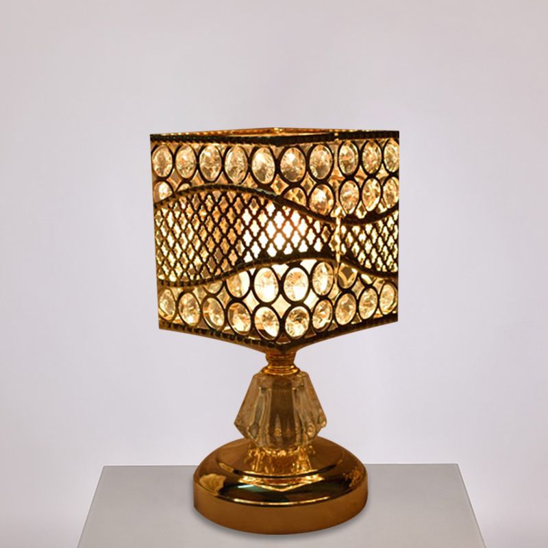 Cilinder/ronde/vierkante nachtlampje modernisme kristal ingelegde enkele lamp goud nachtkastje lamp